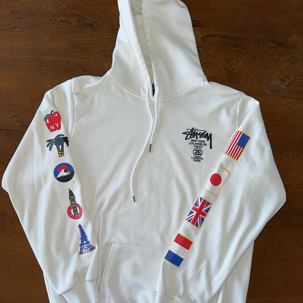 Stussy World Tour White Hoodie